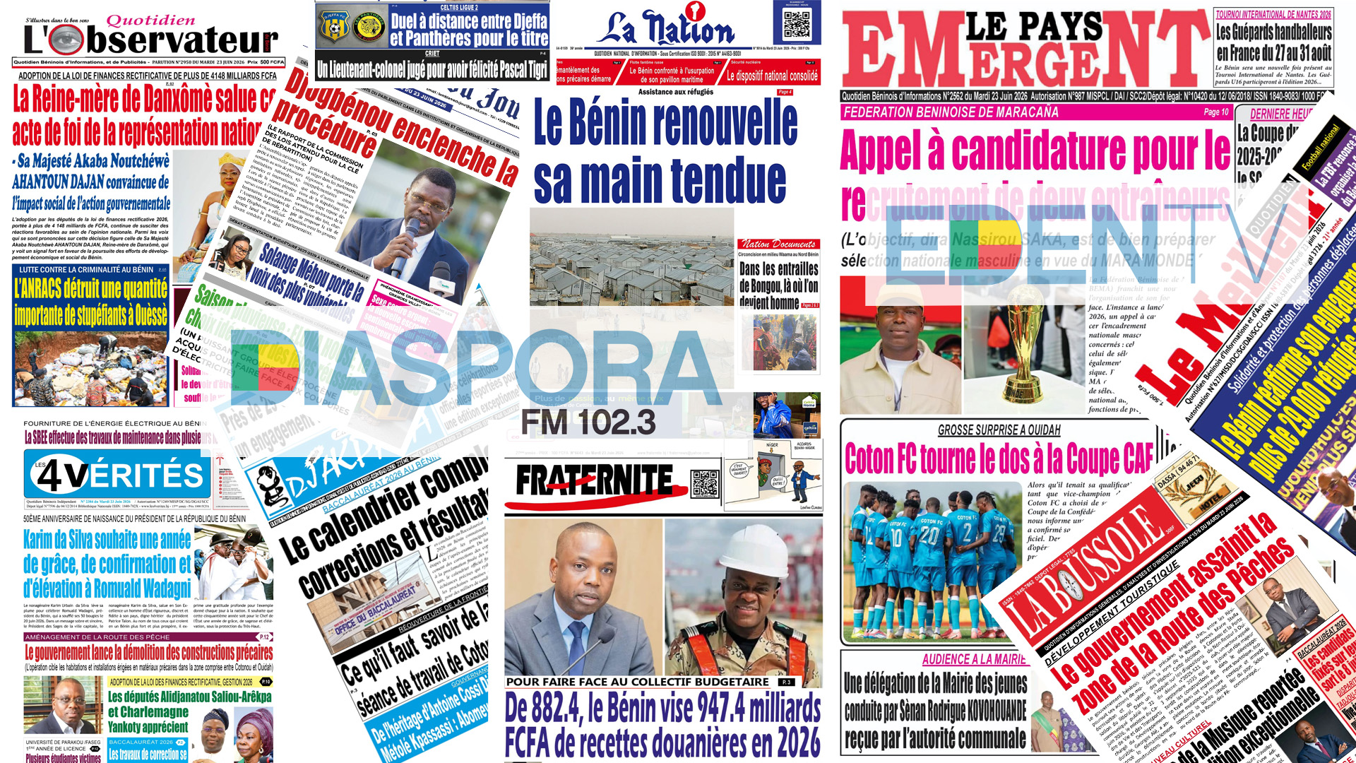 Revue des titres de la Presse Béninoise du mardi 23 juin 2026